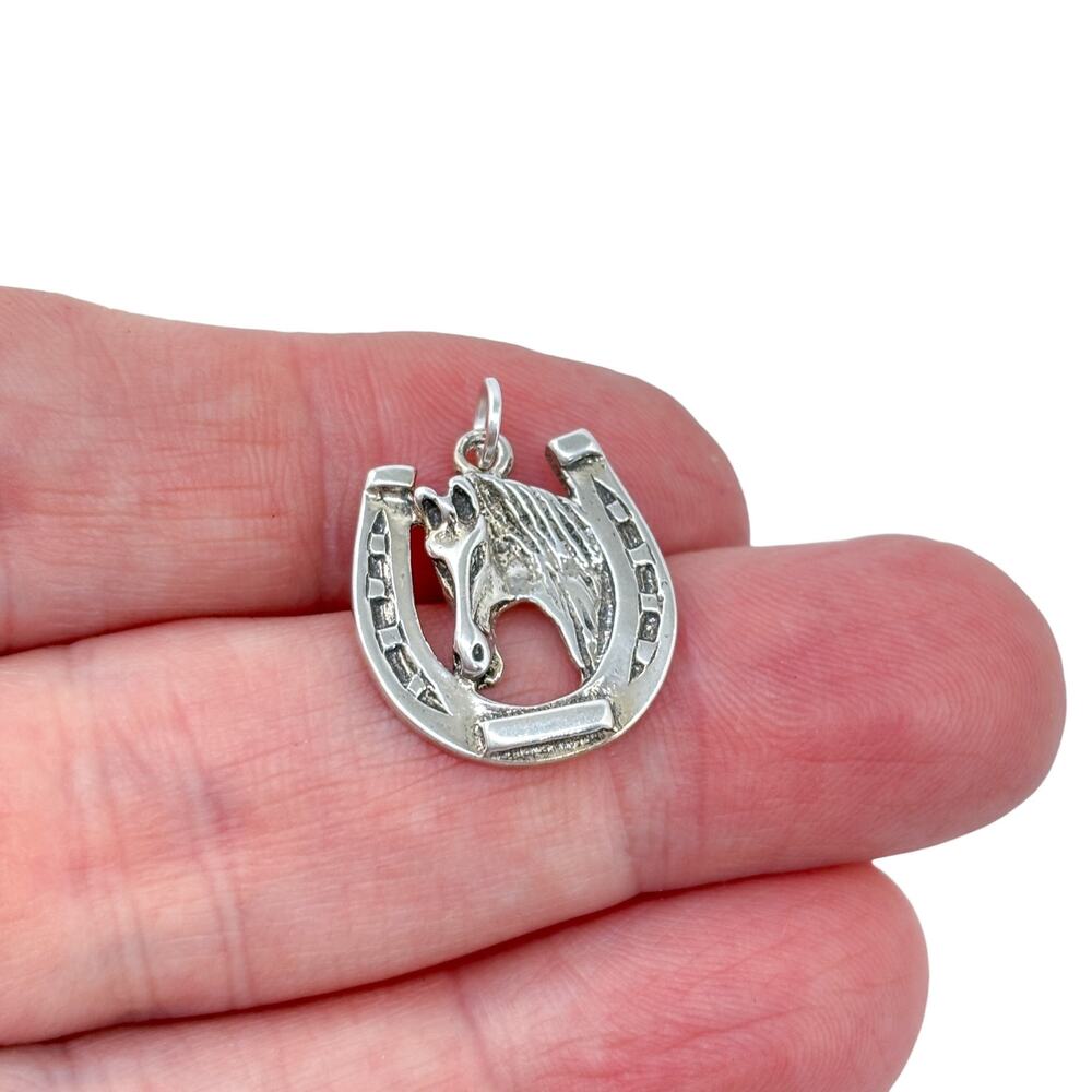 Vintage Sterling Silver 925 Horse Head Horseshoe Charm